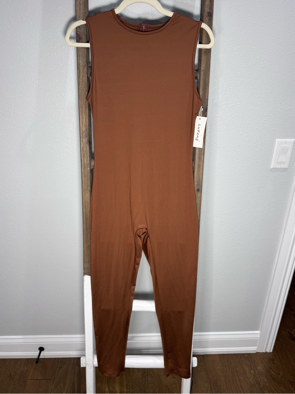 Sleeveless Rust Jumpsuit — Minimal One-Piece